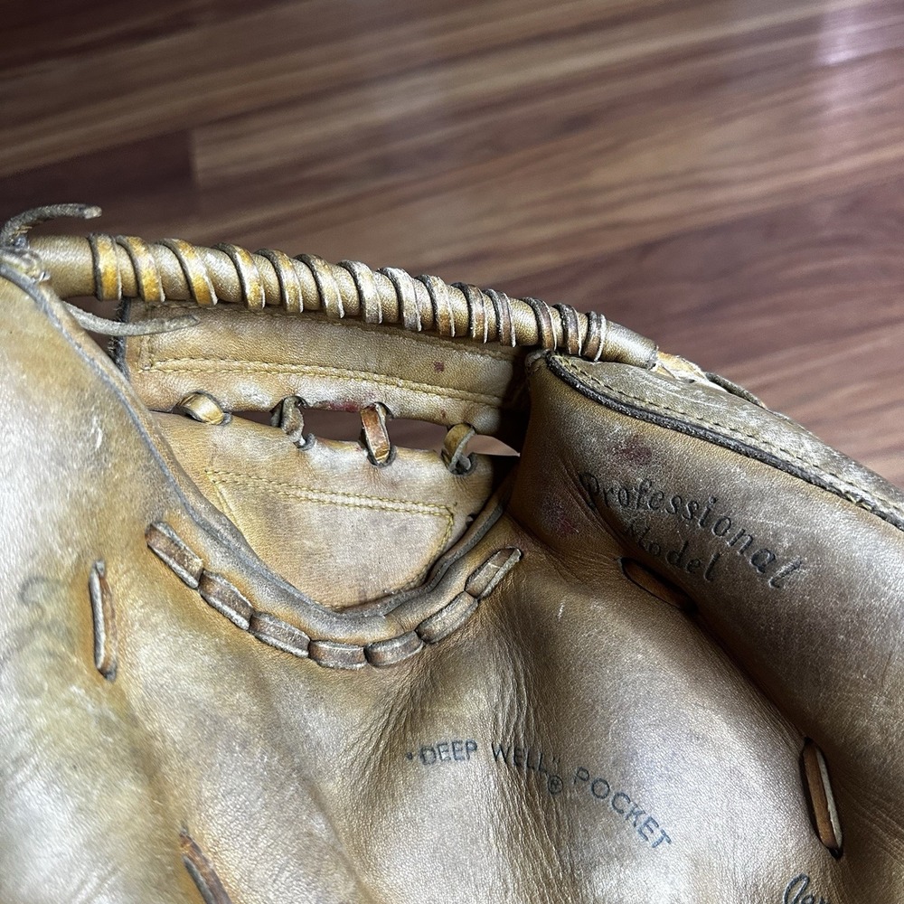 Vintage Rawlings MJ50 Catchers Mitt Brown Leather Glove 33" Jerry May RHT - Picture 6 of 9